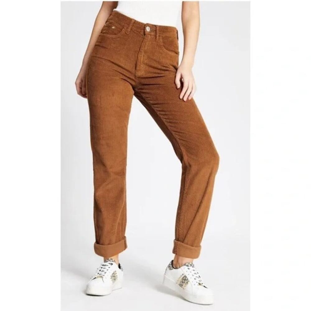 Indigo Rising High Rise Mom Fit Corduroy Pants Relaxed Leg Brown Size 9 / 29 NWT